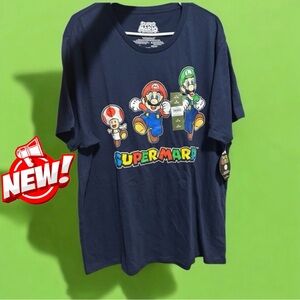 Nintendo Super Mario Design Navy Blue Tee Size XL Men’s Boys Teen Graphic Tee